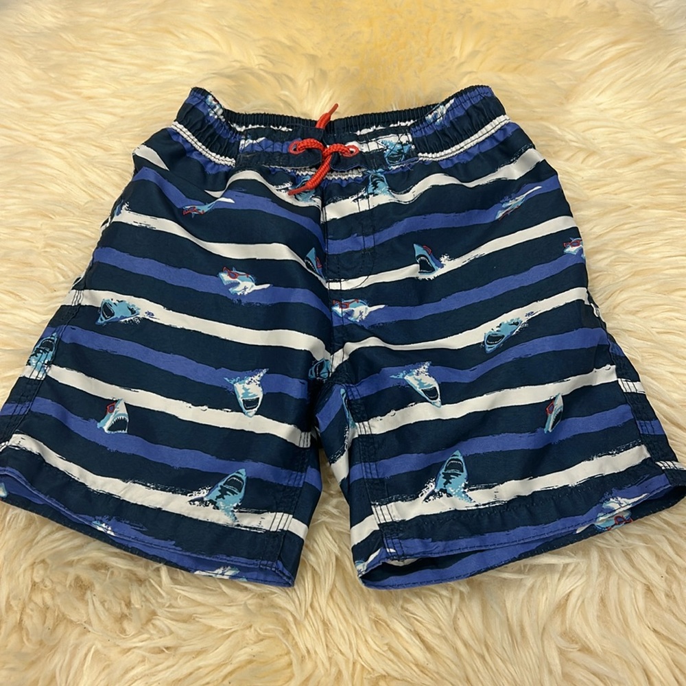 Joe Fresh Toddler Swim Shorts/Trunks Shark Print Blue & White Stripes Size 3T